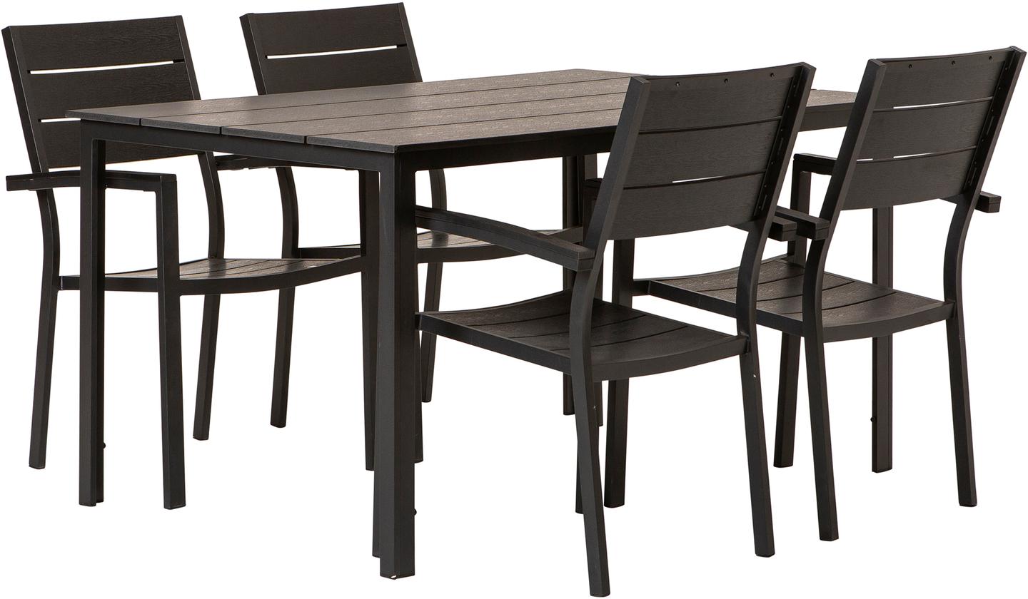 Seattle Söögilauakomplekt, 140x90cm, neljale, must