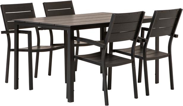 Seattle Söögilauakomplekt, 140x90cm, neljale, must