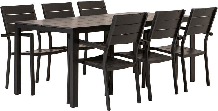 Seattle Aiamööbli söögilauakomplekt, 190x90cm, kuuele, must