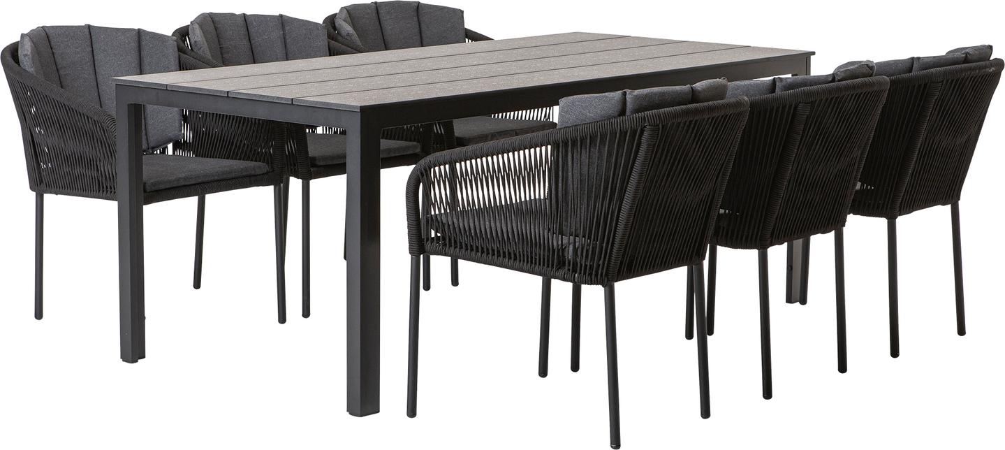 Seattle & Victoria Söögilauakomplekt, 190x90cm, neljale, must/must