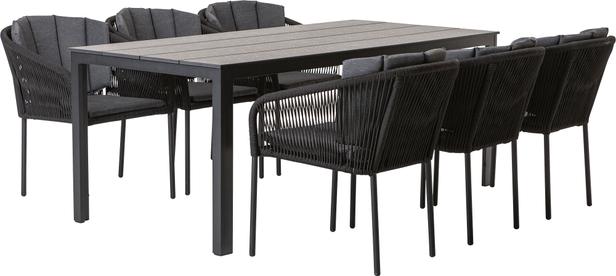 Seattle & Victoria Söögilauakomplekt, 190x90cm, neljale, must/must