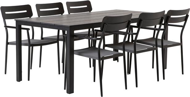 Seattle & Isabella Aiamööbli söögilauakomplekt, 190x90cm, neljale, must/must