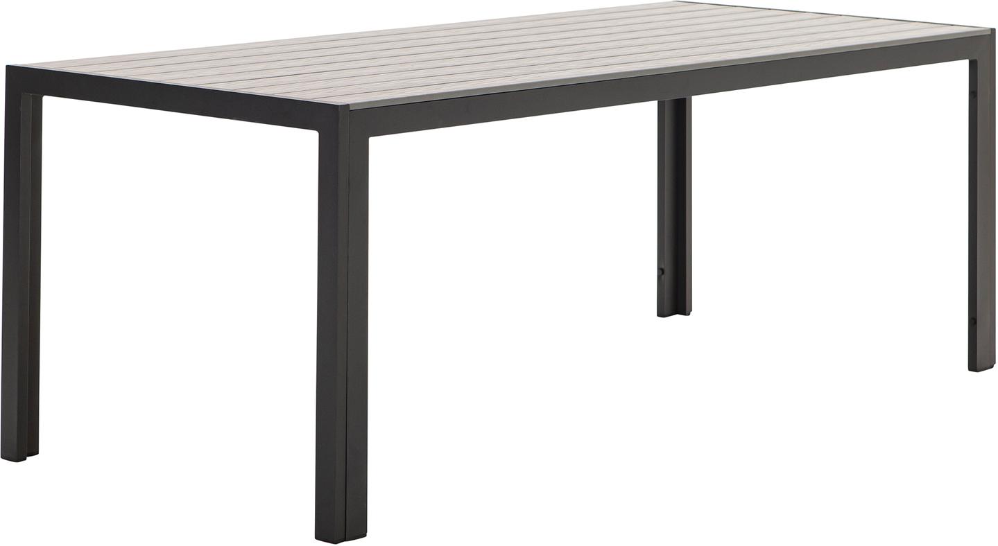 Dakota söögilaud 205x90cm, must alumiinium / helehall Easywood