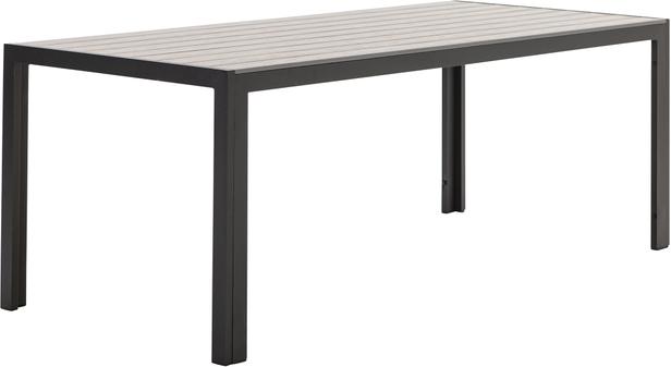 Dakota söögilaud 205x90cm, must alumiinium / helehall Easywood