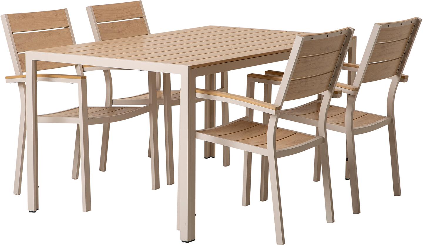 Saarni söögilaua komplekt 150x90, neljale, tuhapuu/khaki