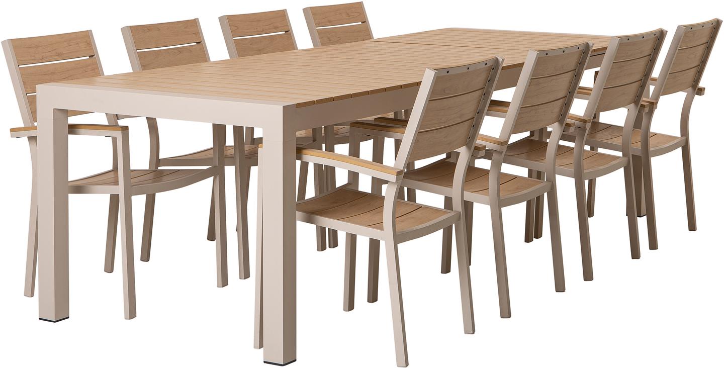 Saarni söögilaua komplekt 205-275x95cm, kaheksale, tuhapuu/khaki
