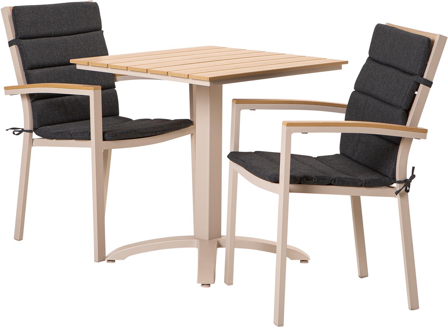 Saarni söögilaua komplekt 70x70, kahele, tuhapuu/khaki + antratsiit istmepehmendus