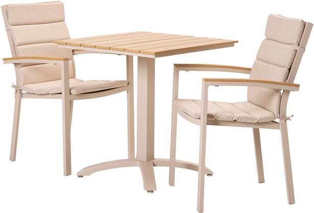 Söögilauakomplekt Saarni 70x70, kahele, tuhapuu/khaki + beež istmepehmendus