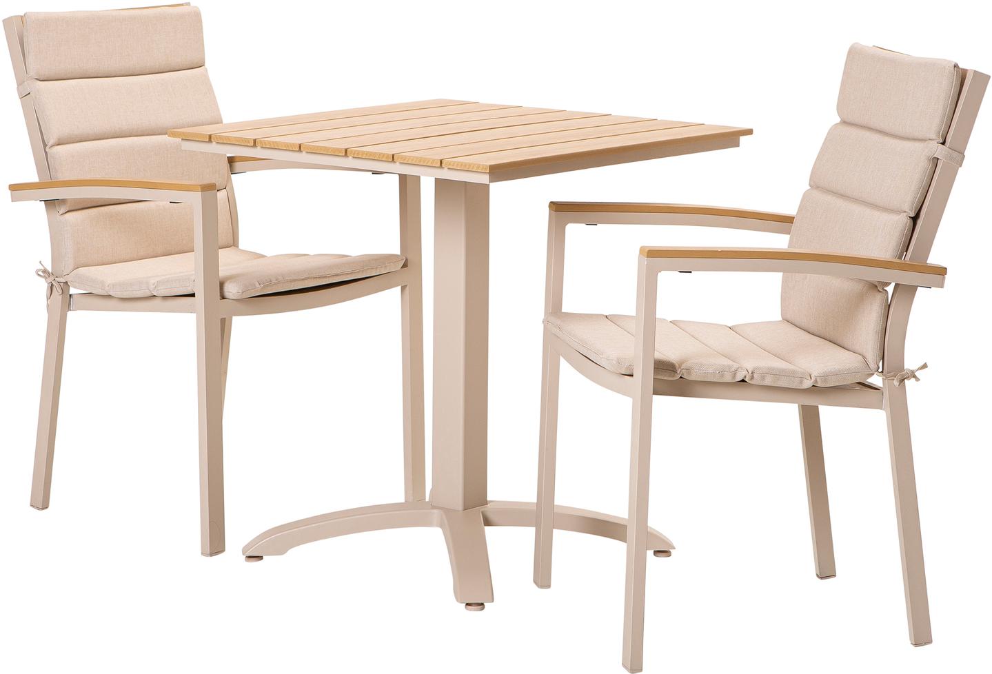 Saarni söögilaua komplekt 70x70, kahele, tuhapuu/khaki + beež istmepehmendus