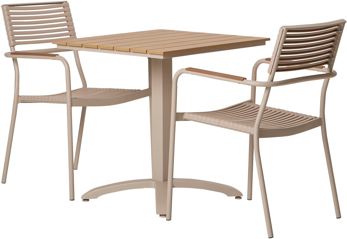 Saarni & Calle söögilaua komplekt 70x70, kahele, tuhapuu/khaki