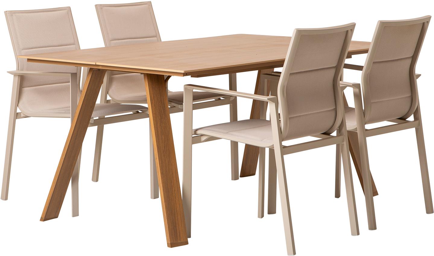 Messina söögilaua komplekt 160x100, neljale, natural/khaki