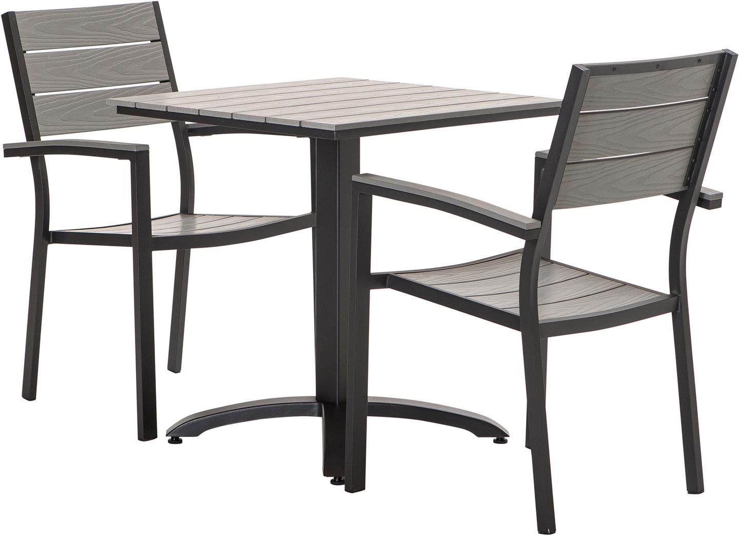 Dakota söögilaua komplekt 70x70 kahele, must/helehall