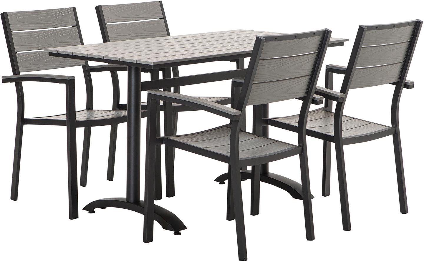 Dakota söögilaua komplekt 130x70 neljale, must/helehall