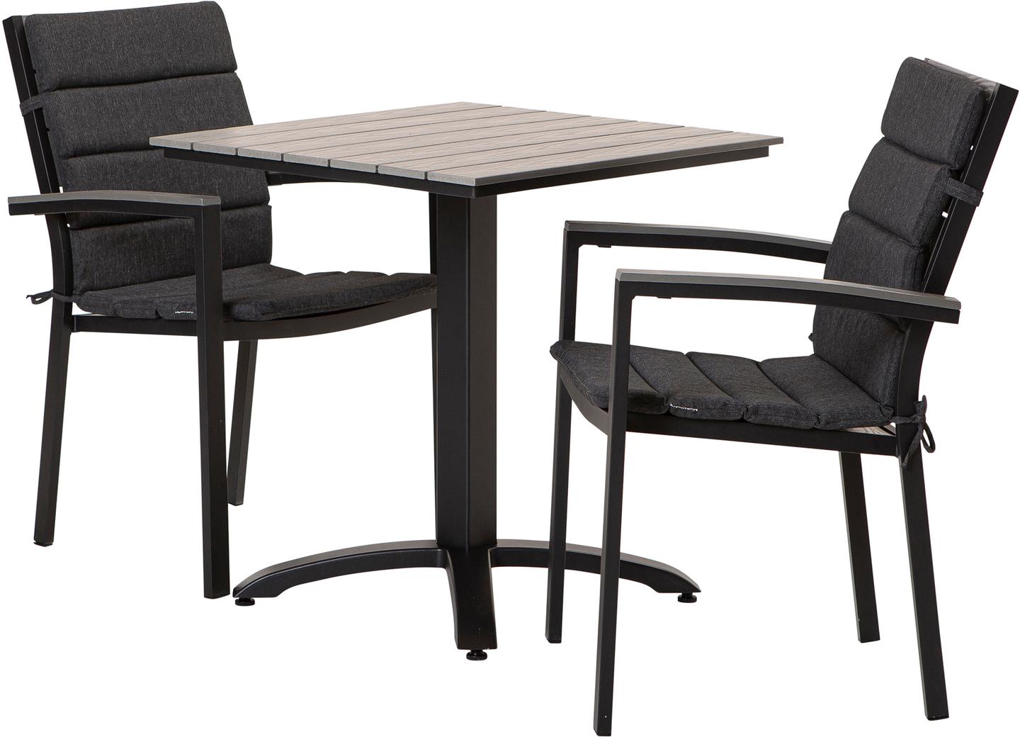 Dakota söögilaua komplekt 70x70 kahele, must/helehall + antratsiit istmepehmendus