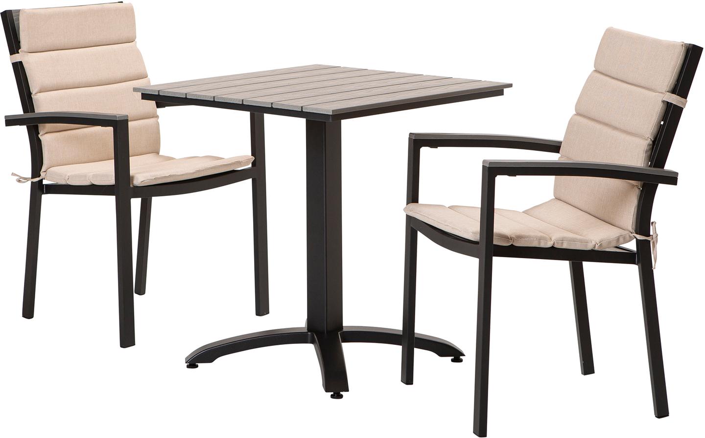 Dakota söögilaua komplekt 70x70 kahele, must/helehall + beež istmepehmendus