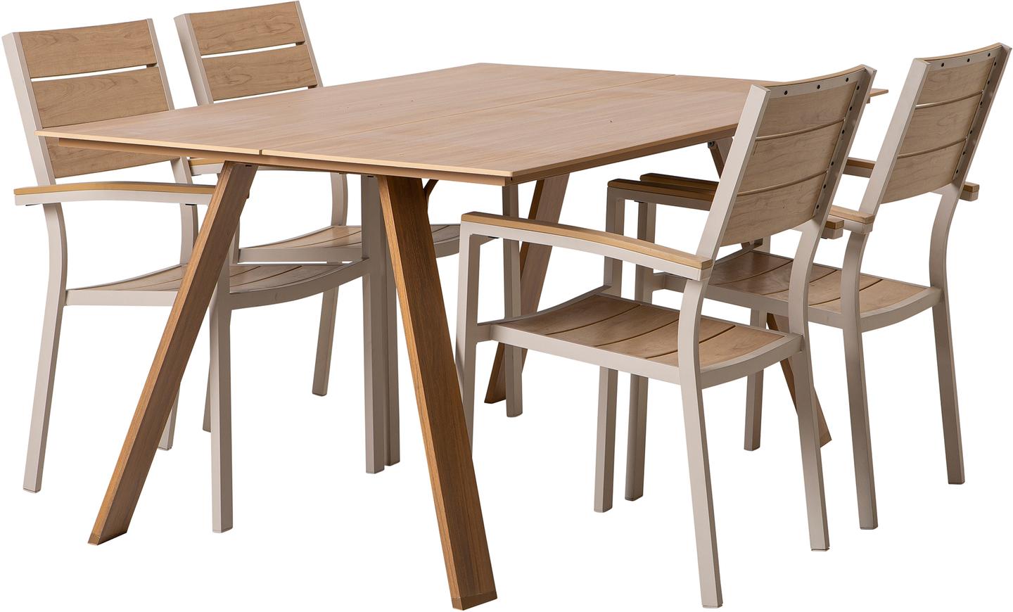 Messina & Saarni söögilaua komplekt 160x100 neljale, natural/tuhapuu