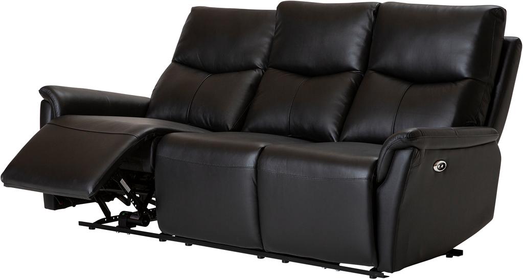 Diivan Loungea Padova 3-kohaline, mehhanismiga, kahe mootoriga, must nahk/pvc