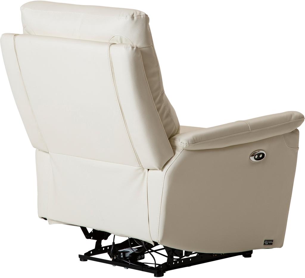Tugitool Loungea Padova mootormehhanismiga, valge nahk/pvc
