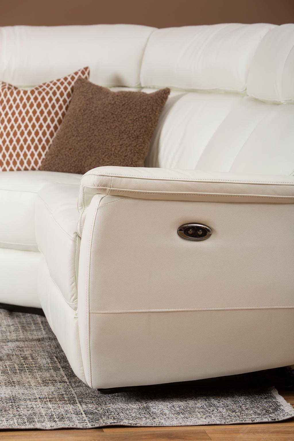 Nurgadiivan Loungea Colorado recliner, 3N2/2N3, puhasvalge nahk/kunstnahk