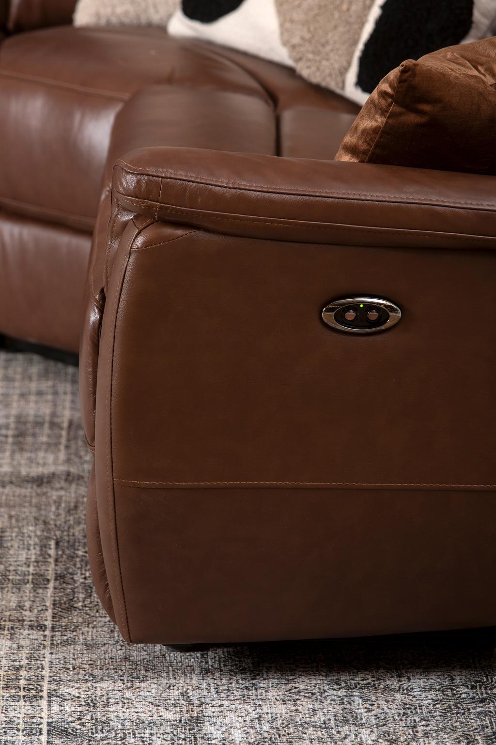 Nurgadiivan Loungea Colorado recliner, 3N2/2N3, pruun nahk/kunstnahk