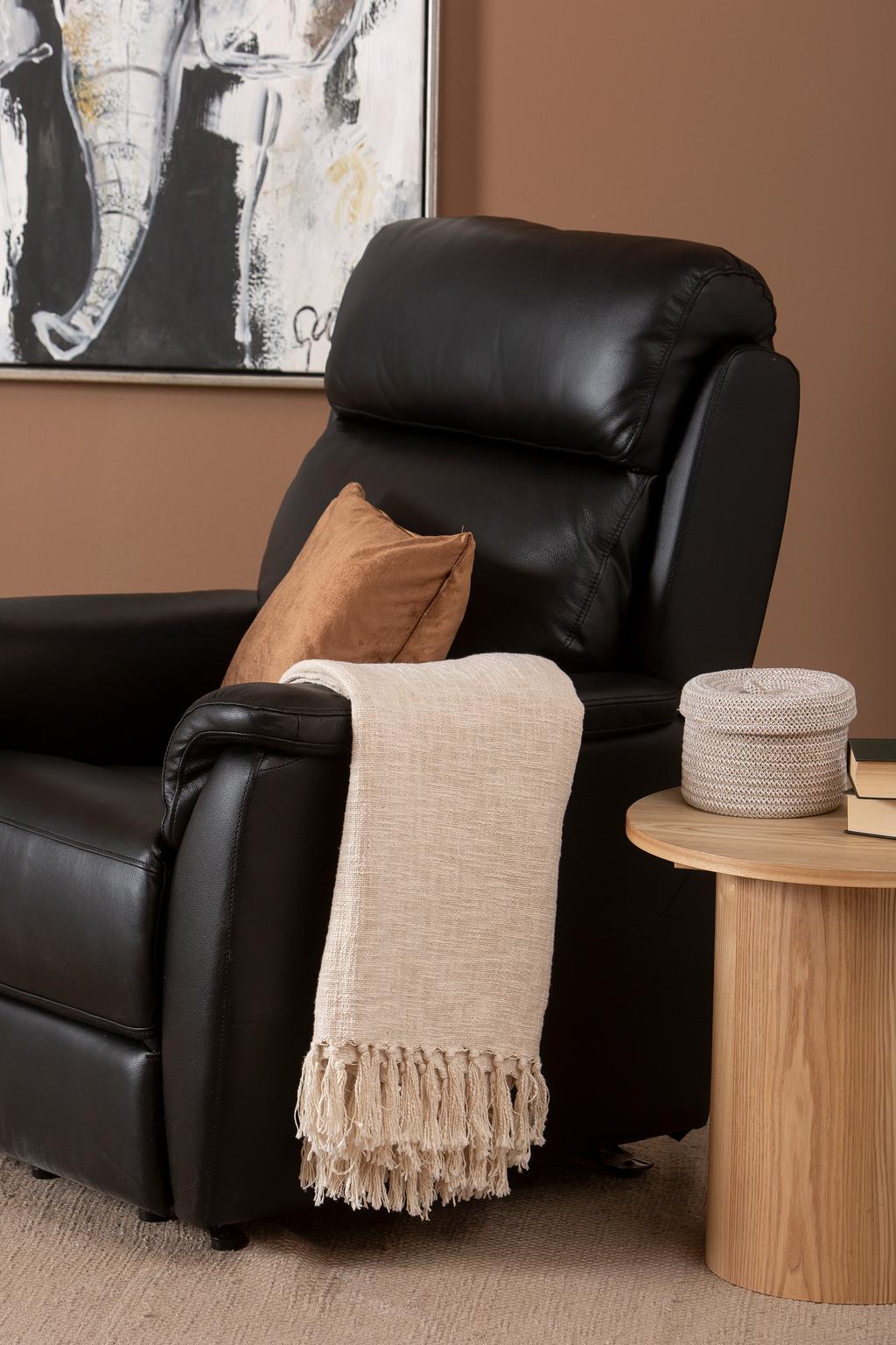 Tugitool Loungea Colorado recliner, tõstemehhanismiga, must nahk/kunstnahk