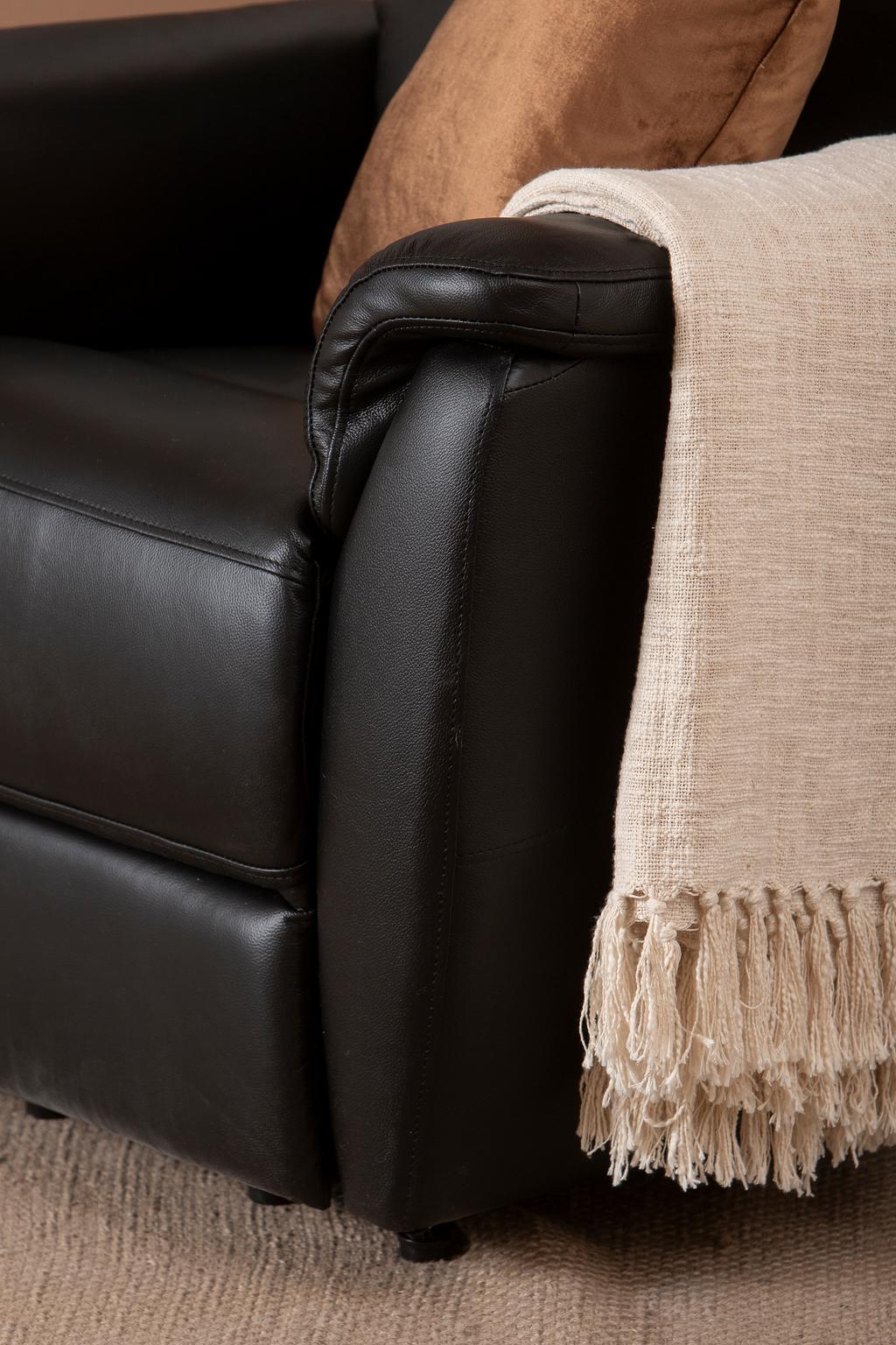 Tugitool Loungea Colorado recliner, tõstemehhanismiga, must nahk/kunstnahk