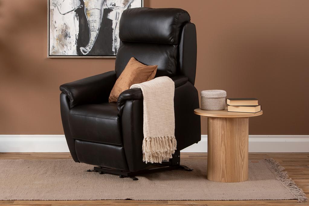 Tugitool Loungea Colorado recliner, tõstemehhanismiga, must nahk/kunstnahk