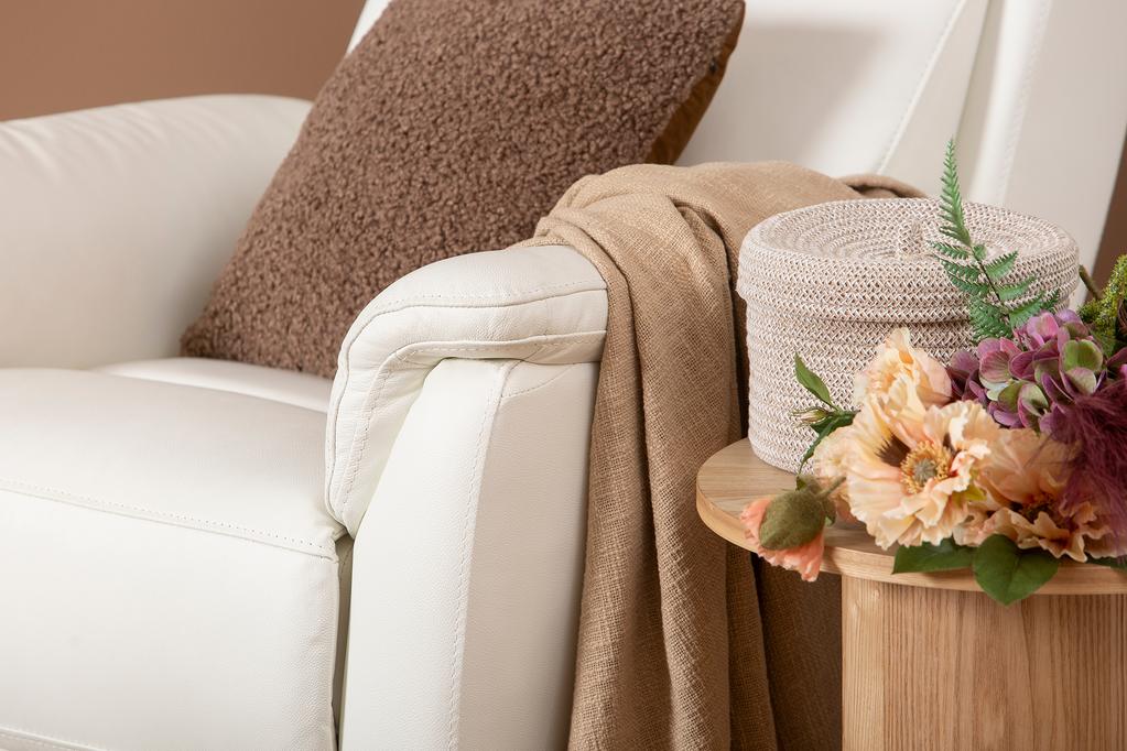 Tugitool Loungea Colorado recliner, tõstemehhanismiga, puhasvalge nahk/kunstnahk
