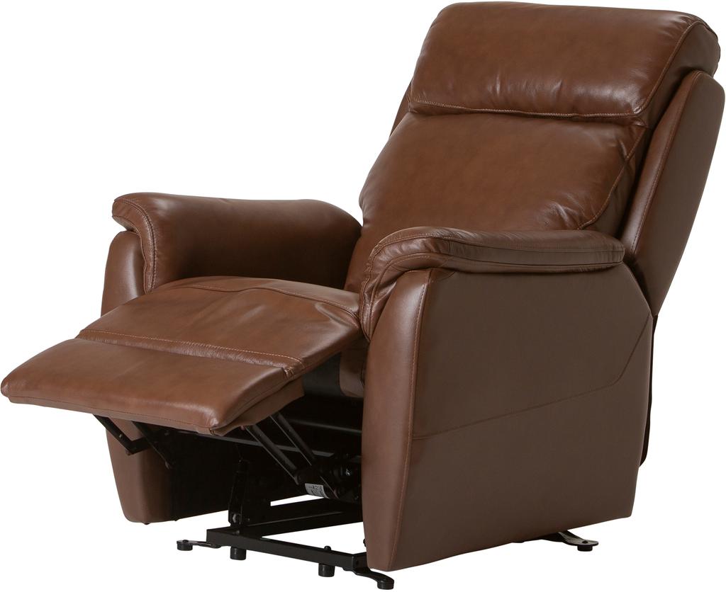 Tugitool Loungea Colorado recliner, tõstemehhanismiga, pruun nahk/kunstnahk