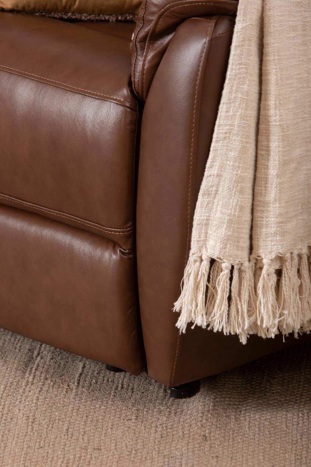 Tugitool Loungea Colorado recliner, tõstemehhanismiga, pruun nahk/kunstnahk