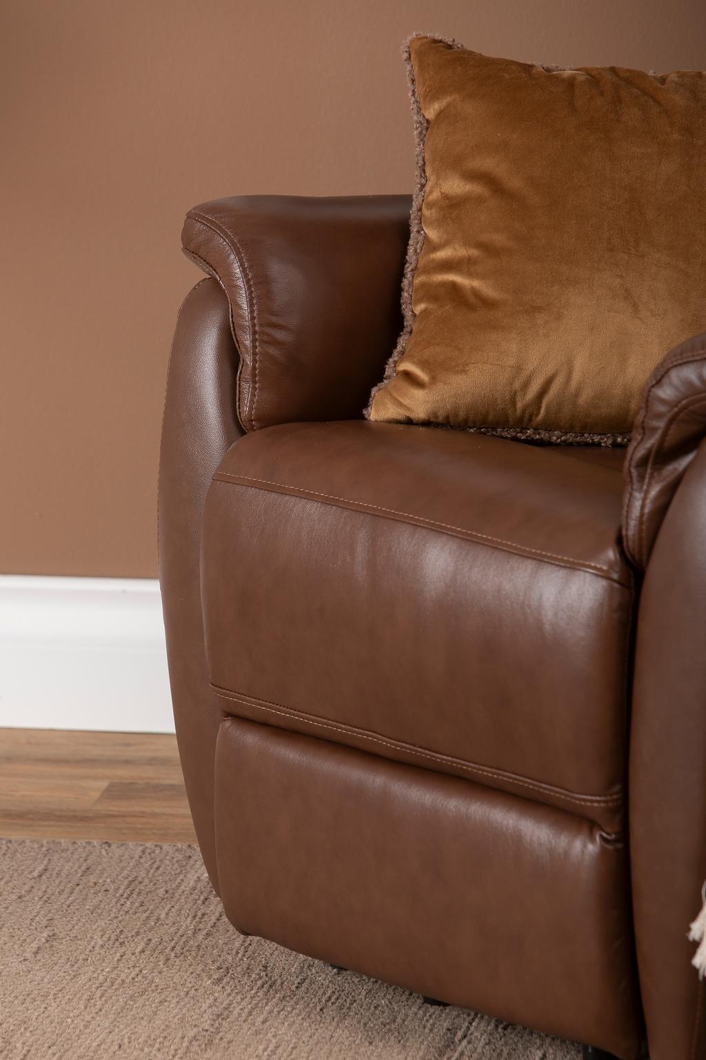 Tugitool Loungea Colorado recliner, tõstemehhanismiga, pruun nahk/kunstnahk