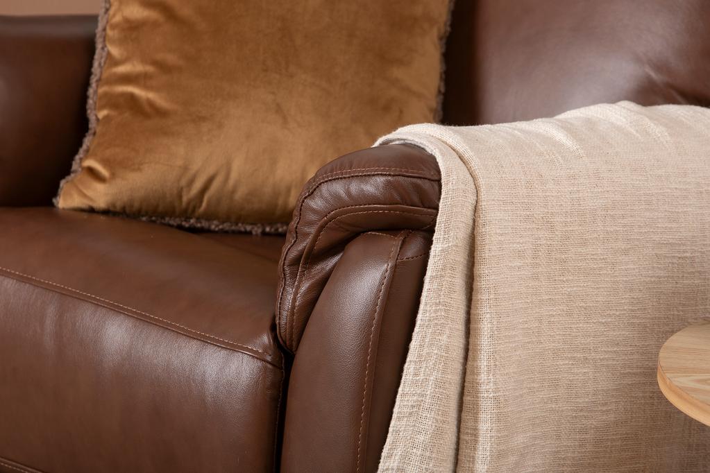 Tugitool Loungea Colorado recliner, tõstemehhanismiga, pruun nahk/kunstnahk