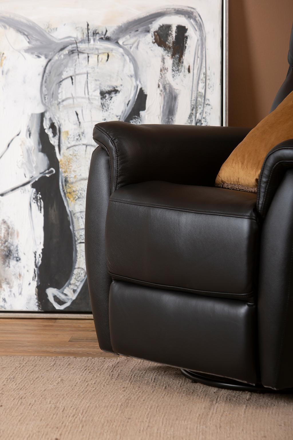 Tugitool Loungea Colorado recliner, kiikuv/pöörlev, must nahk/kunstnahk