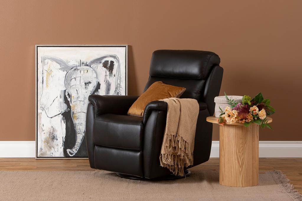 Tugitool Loungea Colorado recliner, kiikuv/pöörlev, must nahk/kunstnahk