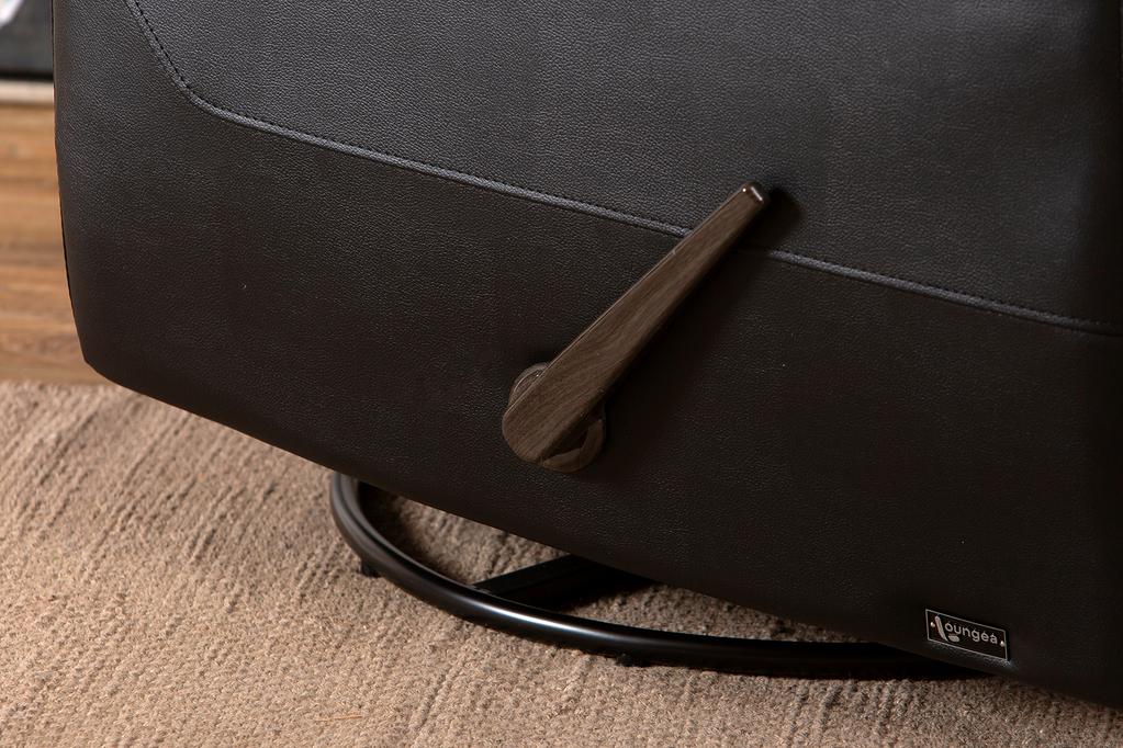 Tugitool Loungea Colorado recliner, kiikuv/pöörlev, must nahk/kunstnahk