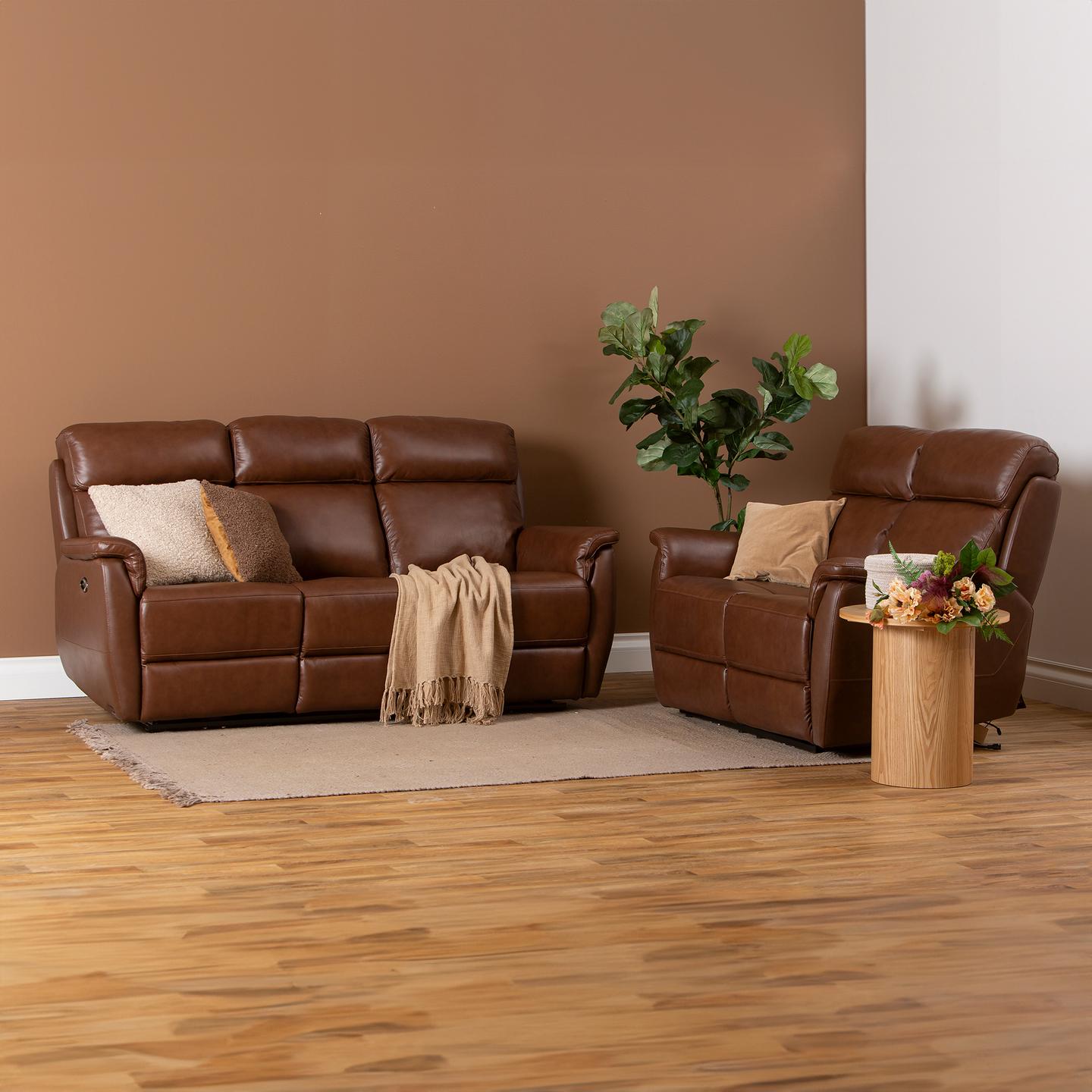 Diivanikomplekt Loungea Colorado 3+2, pruun nahk/kn