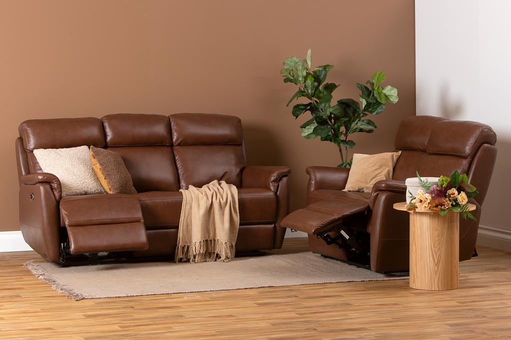 Diivanikomplekt Loungea Colorado 3+2, pruun nahk/kn