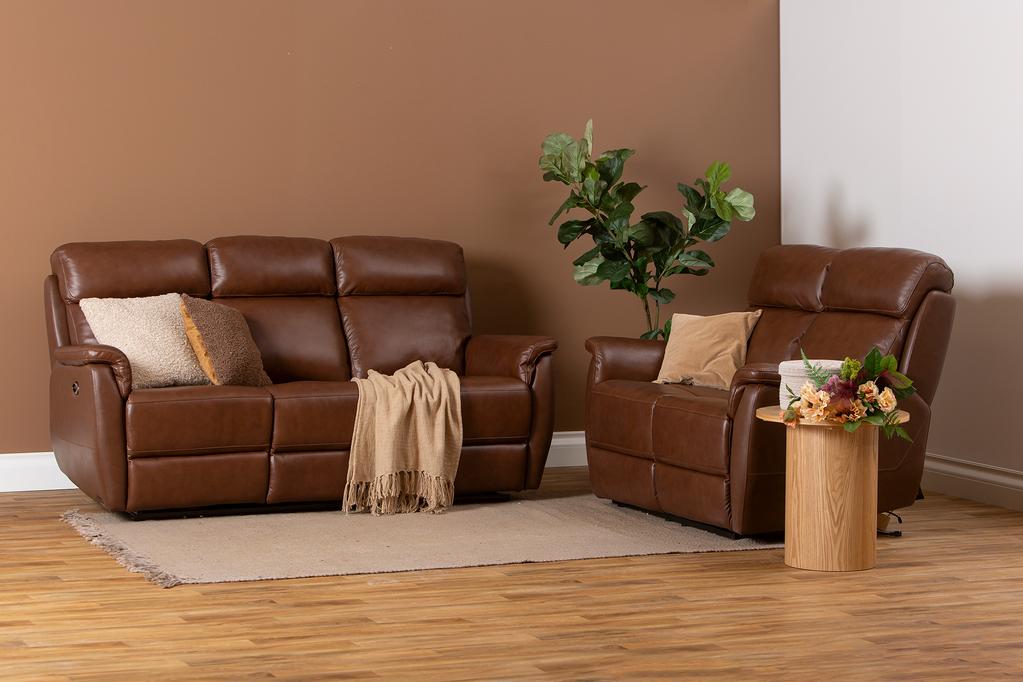 Diivanikomplekt Loungea Colorado 3+2, pruun nahk/kn