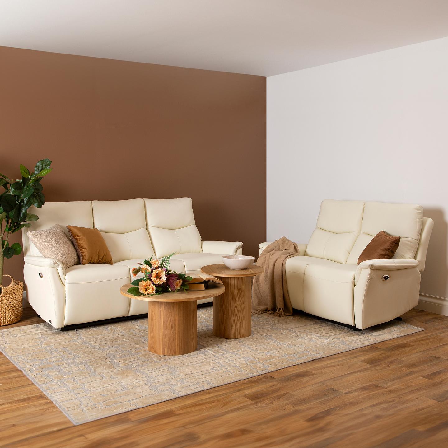 Diivanikomplekt Loungea Padova 3+2, valge nahk/pvc