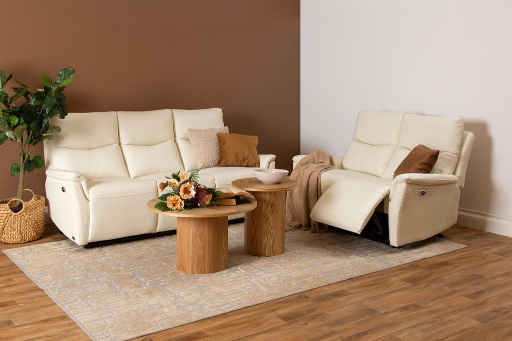 Diivanikomplekt Loungea Padova 3+2, valge nahk/pvc