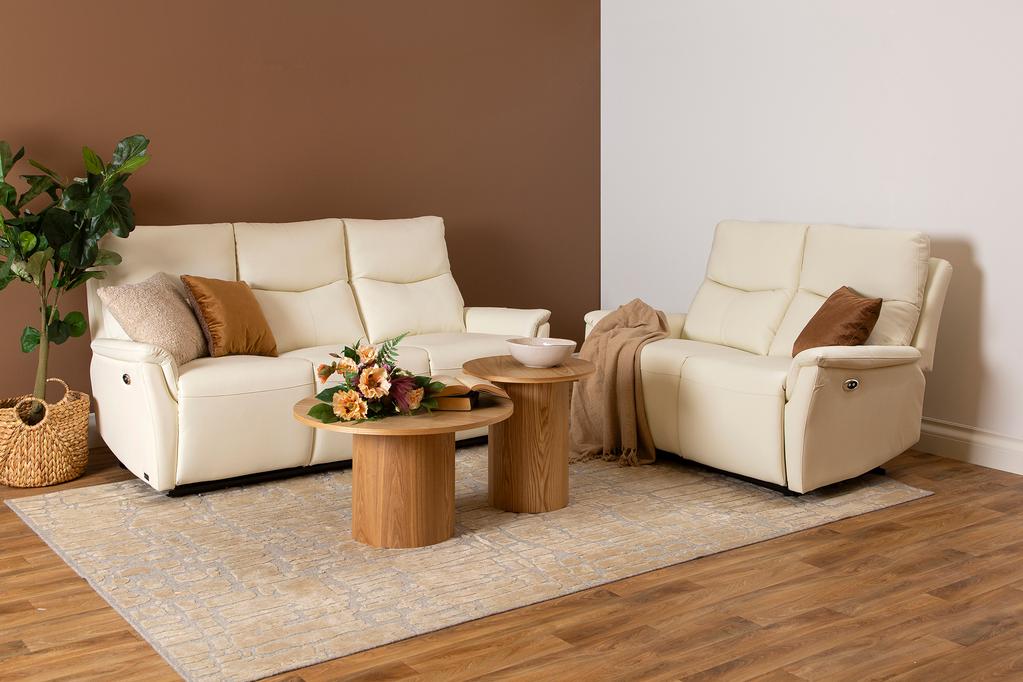 Diivanikomplekt Loungea Padova 3+2, valge nahk/pvc