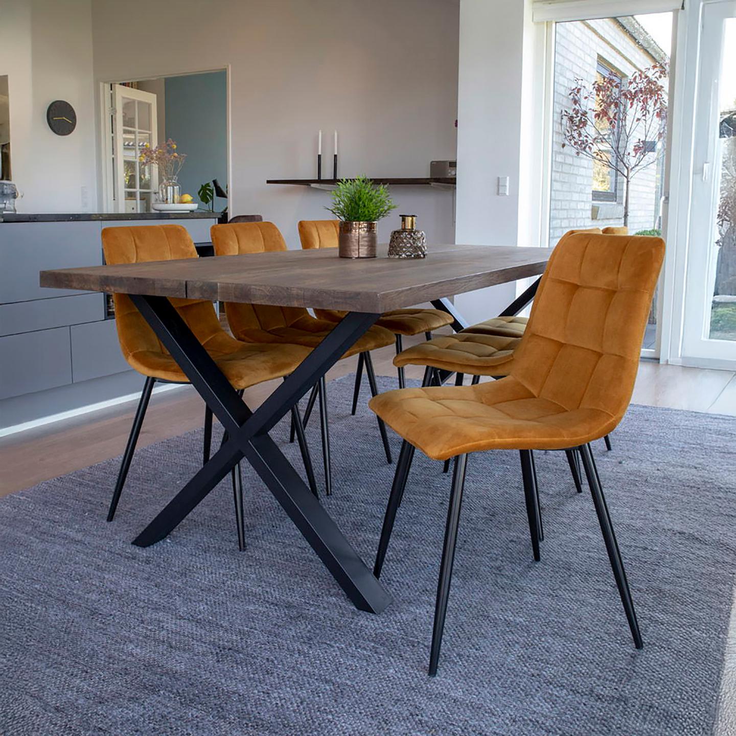 Söögitool House Nordic Middel kollane samet