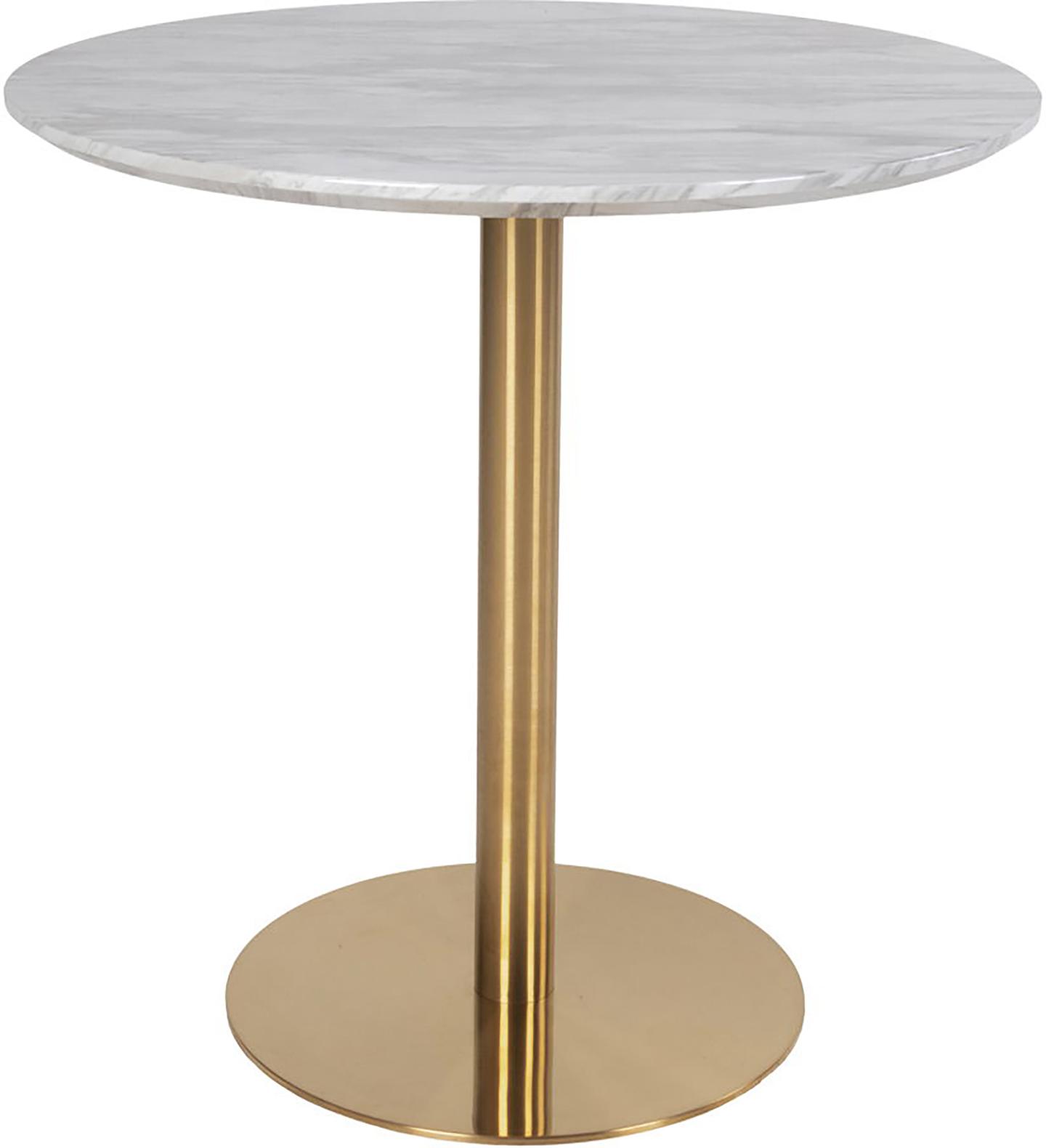 Söögilaud House Nordic Bolzano ümmargune, 90 cm, halli marmori imitatsioon / messingivärvi jalg