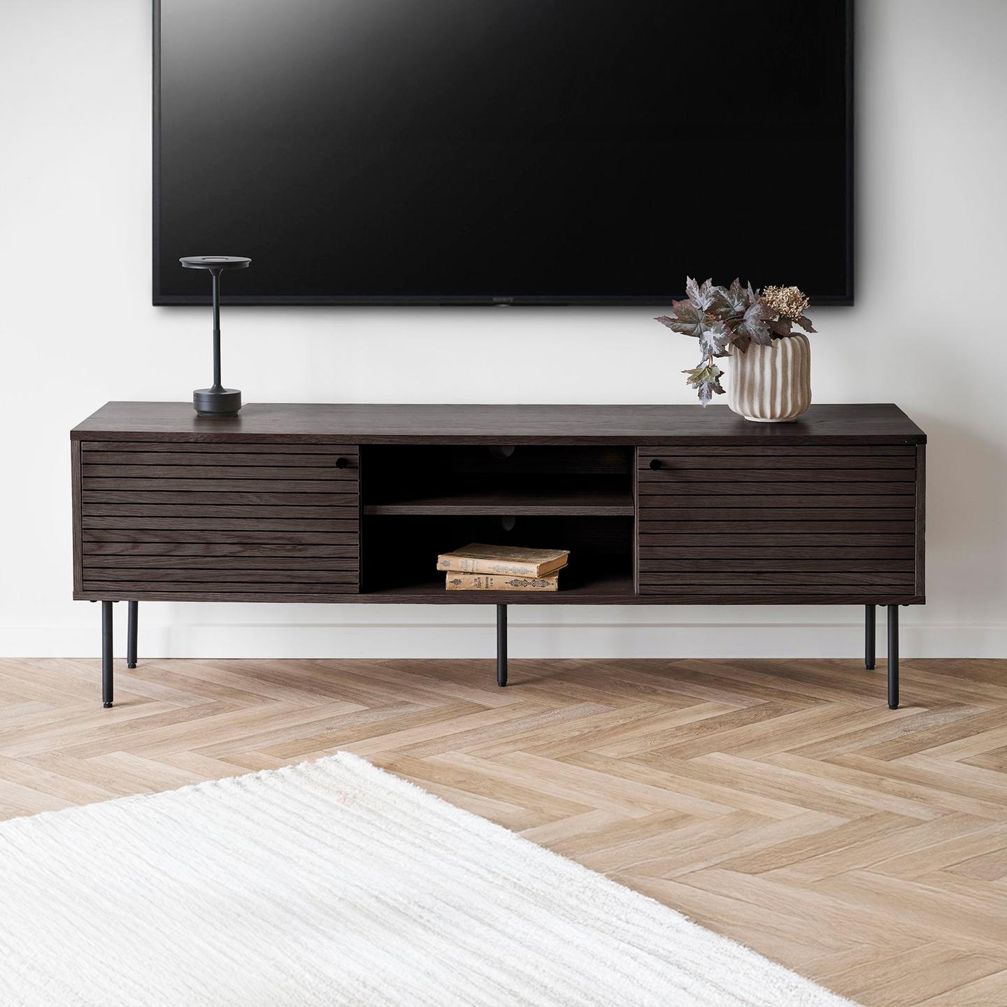 TV-alus House Nordic Kyoto 150 x 40, suitsutatud tammevineer / mustad jalad