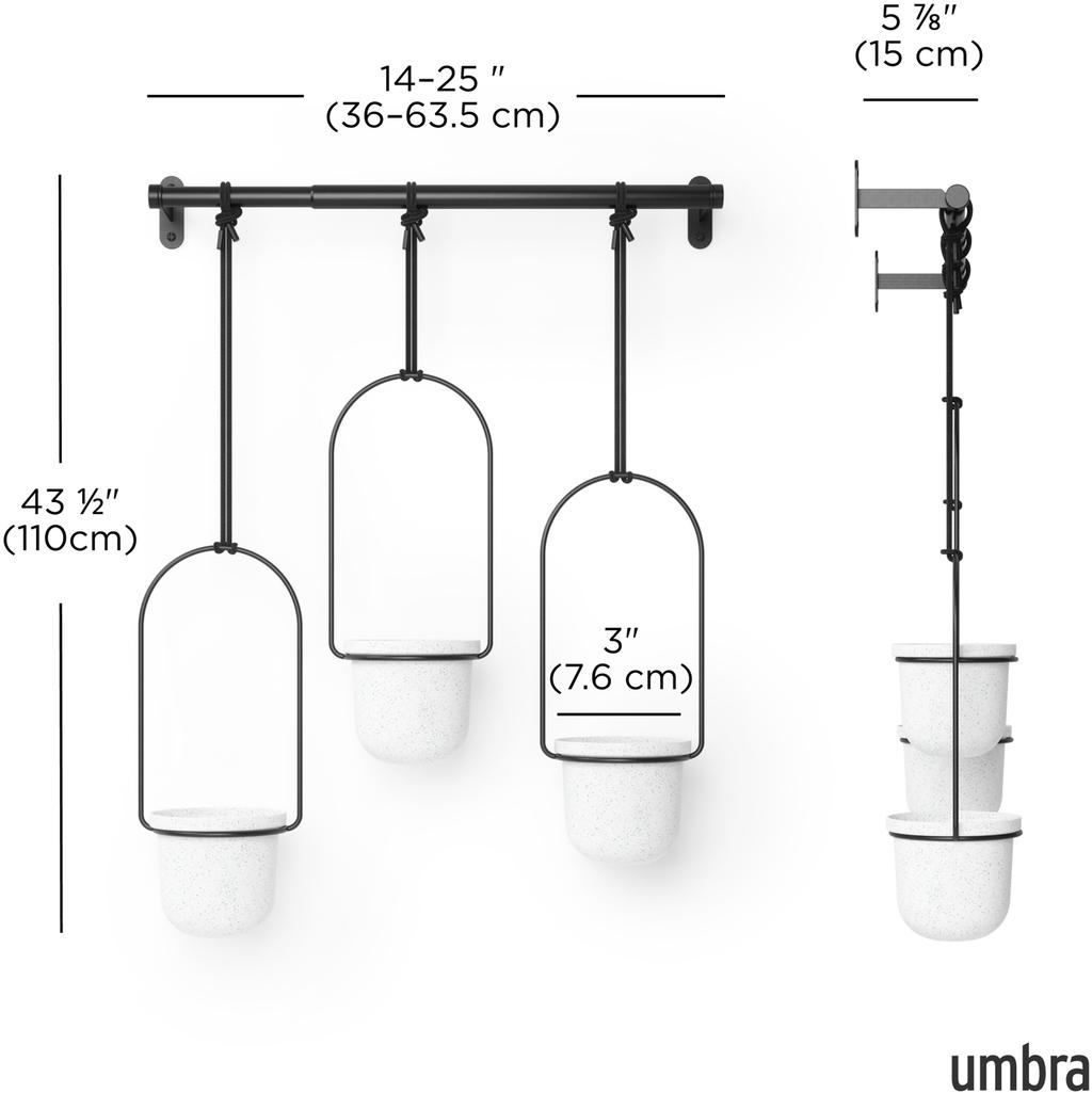 Umbra Triflora 3 rippuvat lillealust, valge/must