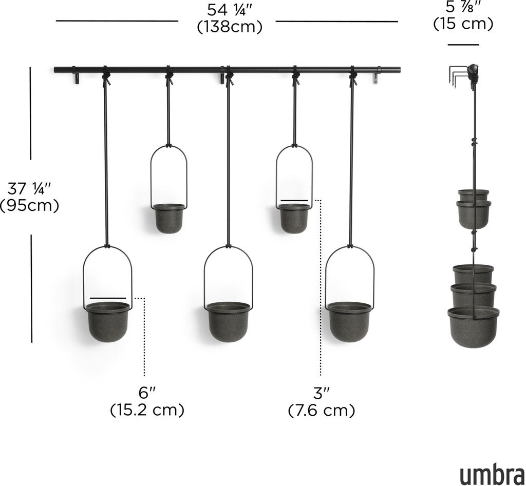 Umbra Triflora 5 tk rippuvat lillealust must värvi