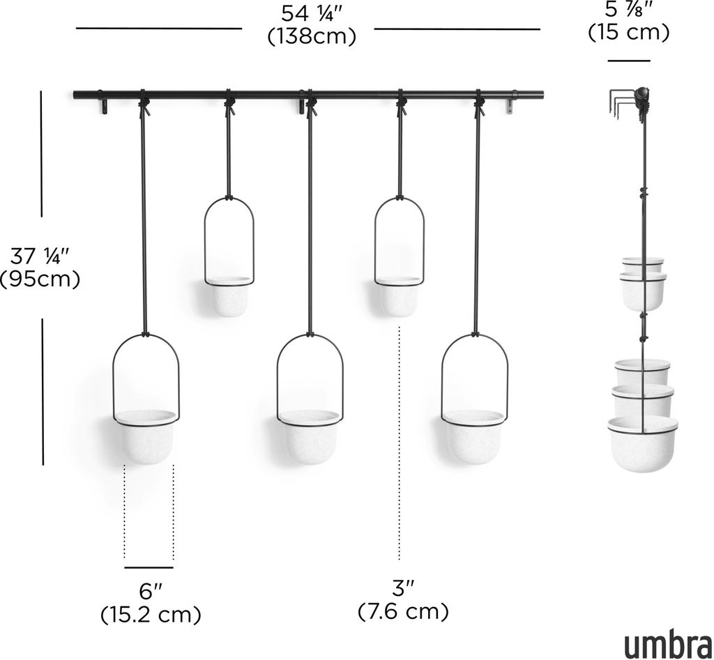 Umbra Triflora 5 rippuvat lillealust, valge/must