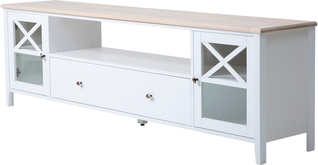 TV-alus Hovi 180 cm, valge/valgeks lakitud kask