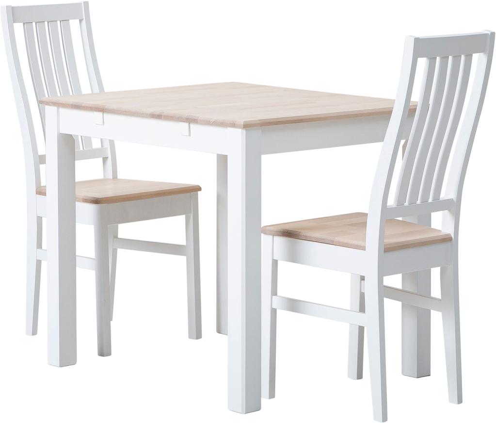 Söögilauakomplekt Hovi 70 cm, kahele, valge/valgeks lakitud kask, Delux toolidega