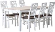 Pisipilt: Söögilauakomplekt Hovi 170 x 85 cm kuuele, valge/valge lakitud laud, valge XXX tool, pruun polster